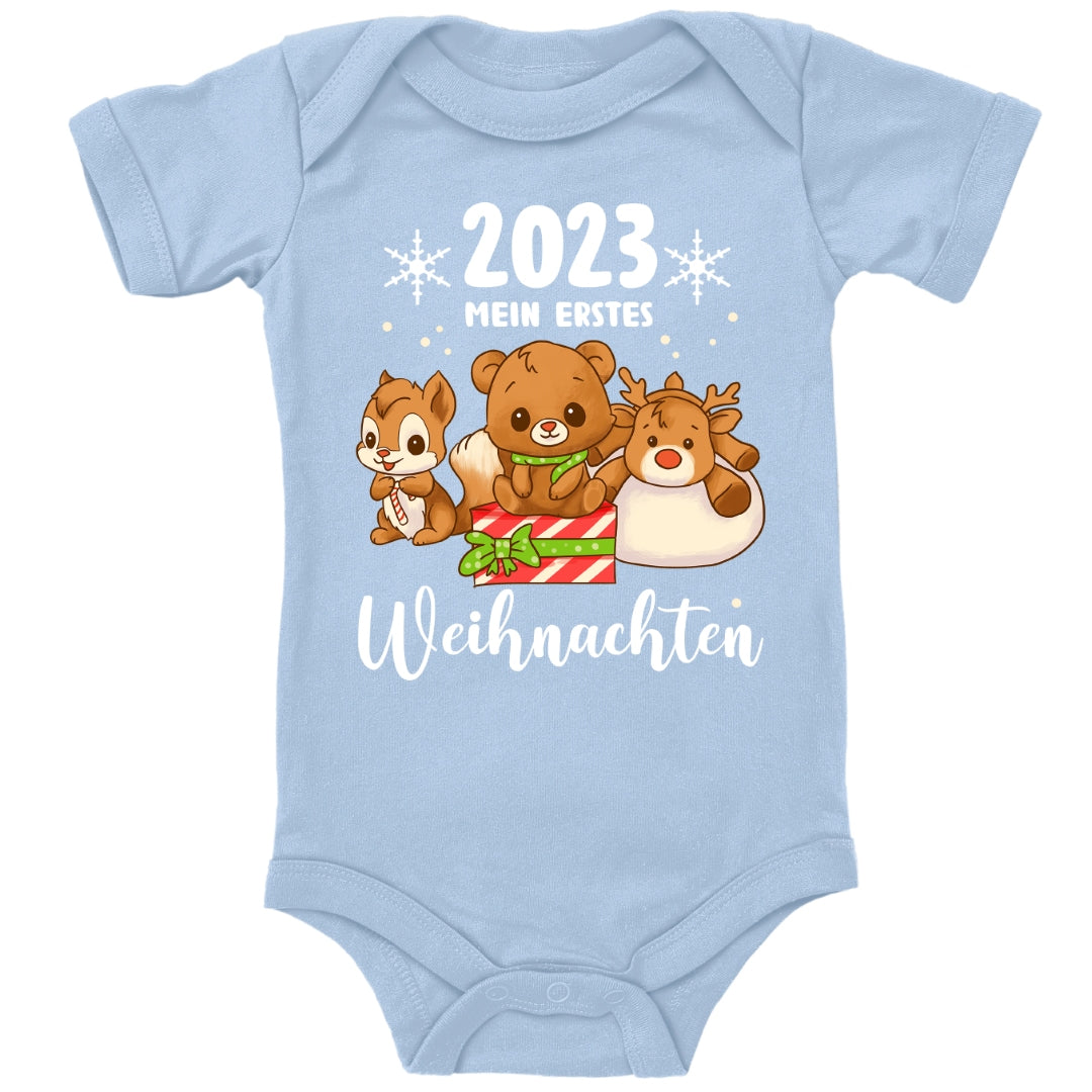 Mein erstes Weihnachten 2023, Rentier, Teddybär und Eichhörnchen feiern Weihnachten