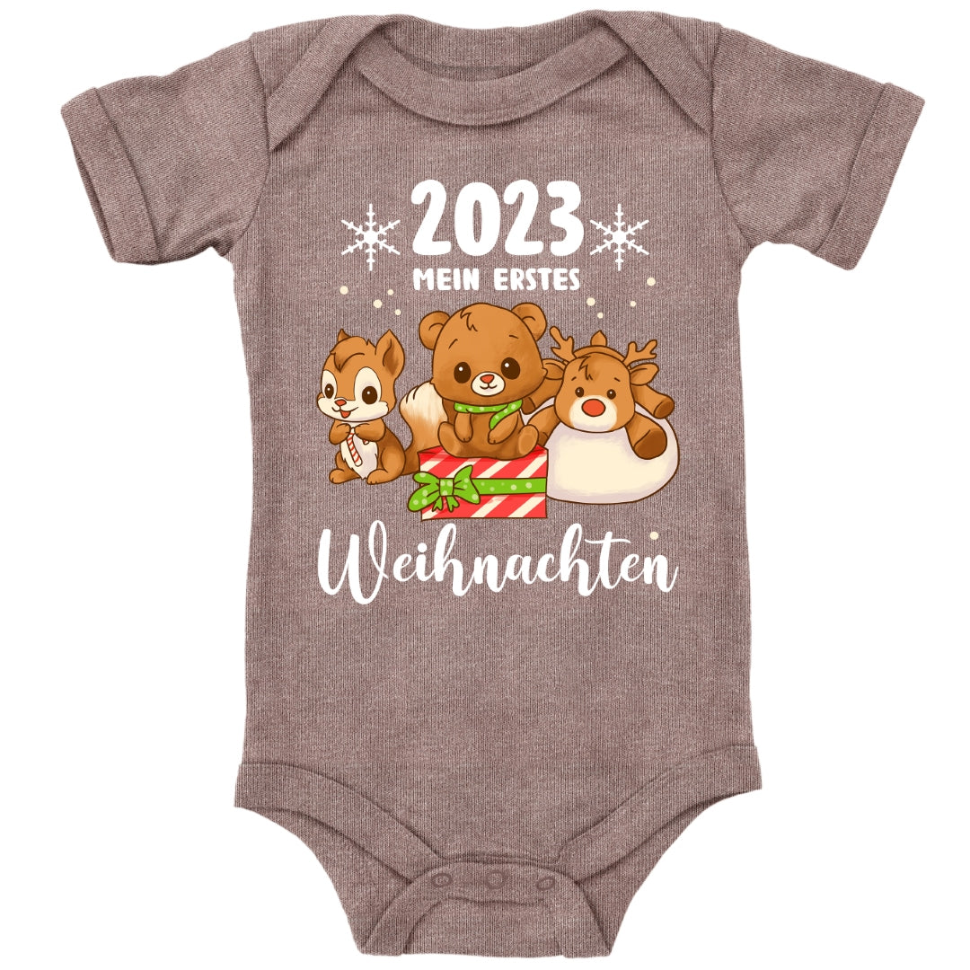 Mein erstes Weihnachten 2023, Rentier, Teddybär und Eichhörnchen feiern Weihnachten