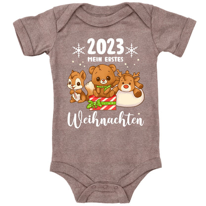 Mein erstes Weihnachten 2023, Rentier, Teddybär und Eichhörnchen feiern Weihnachten
