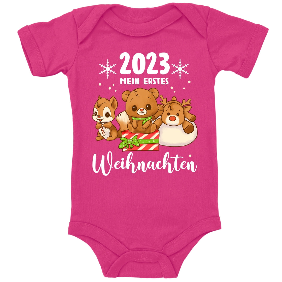 Mein erstes Weihnachten 2023, Rentier, Teddybär und Eichhörnchen feiern Weihnachten