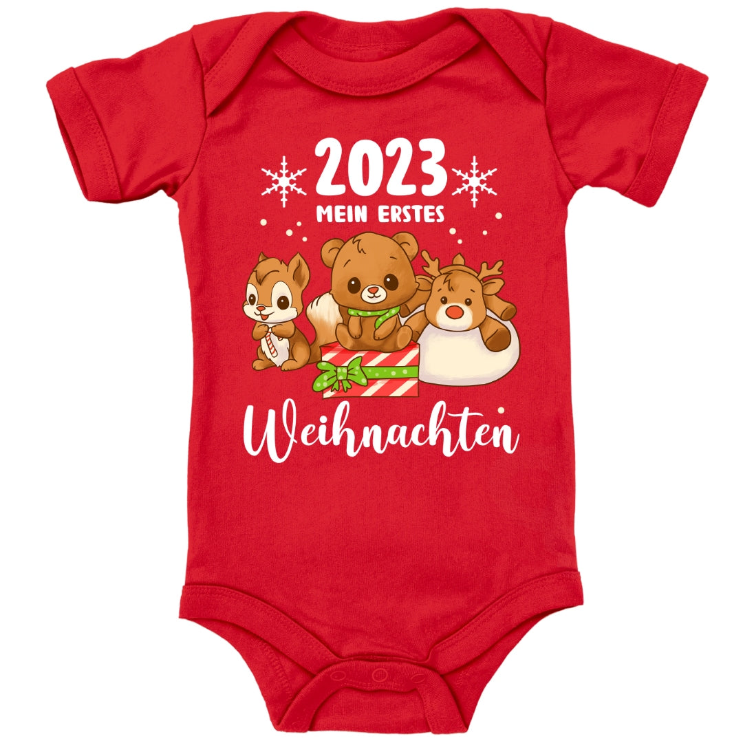 Mein erstes Weihnachten 2023, Rentier, Teddybär und Eichhörnchen feiern Weihnachten