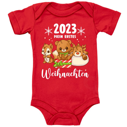 Mein erstes Weihnachten 2023, Rentier, Teddybär und Eichhörnchen feiern Weihnachten