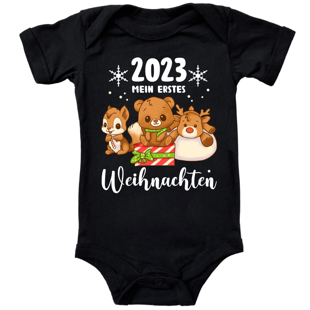 Mein erstes Weihnachten 2023, Rentier, Teddybär und Eichhörnchen feiern Weihnachten