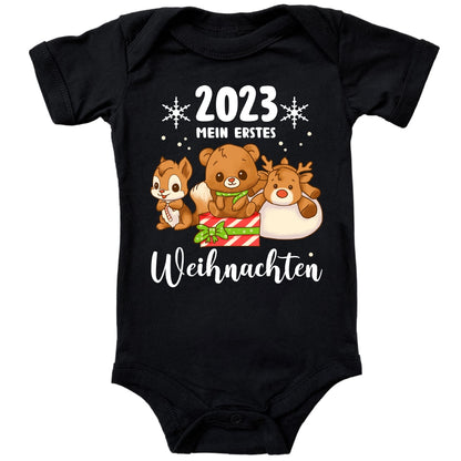 Mein erstes Weihnachten 2023, Rentier, Teddybär und Eichhörnchen feiern Weihnachten