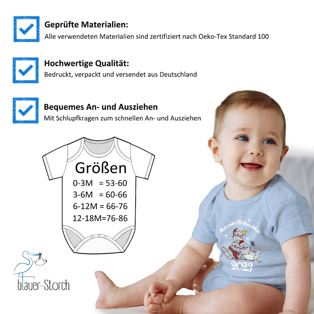 Mein erstes Weihnachten , Seerobben mit Weihnachtsmützen feiern Weihnachten