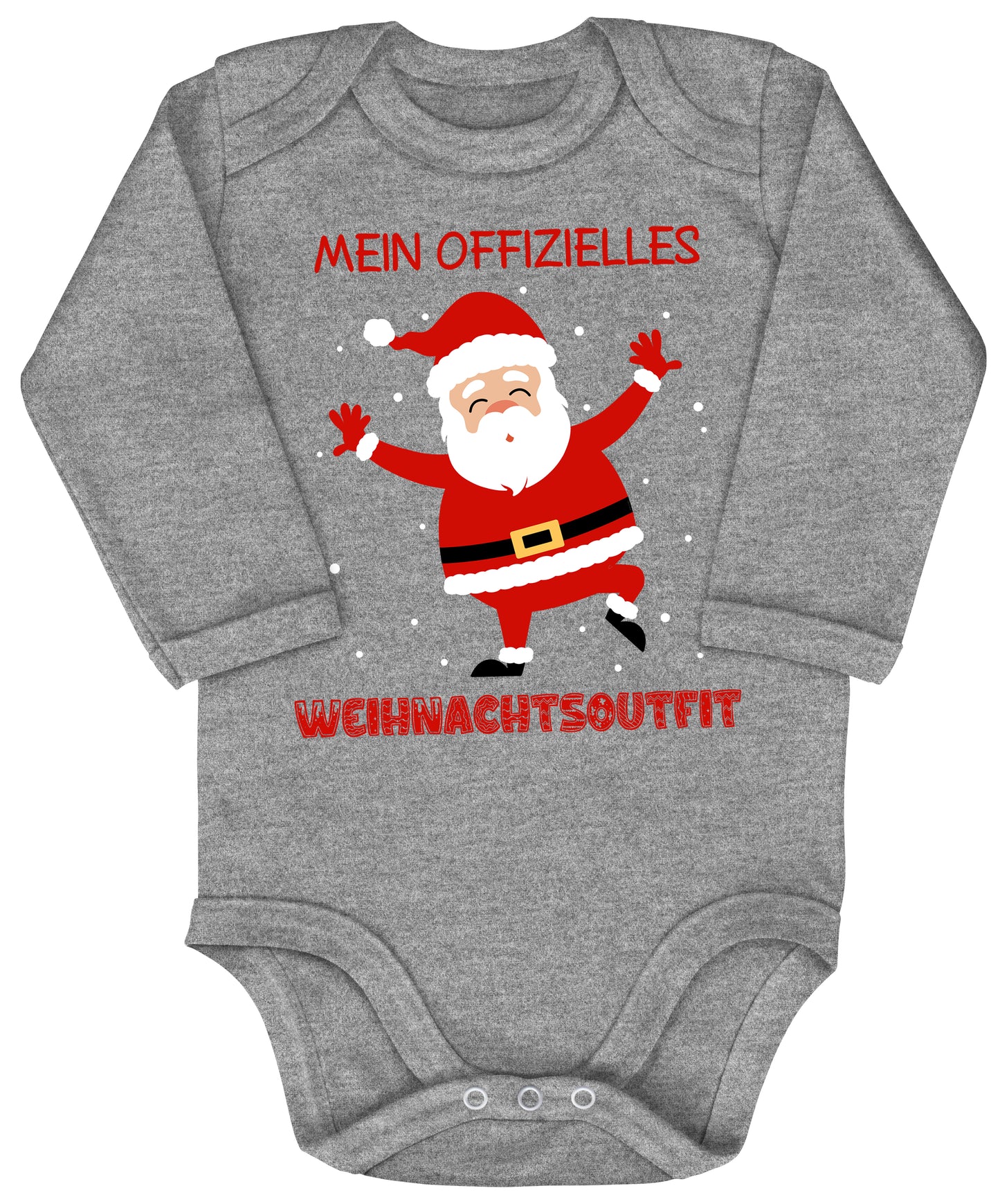 Mein offizielles Weihnachtsoutfit, fröhlicher Weihnachtsmann unter tanzenden Schneeflocken