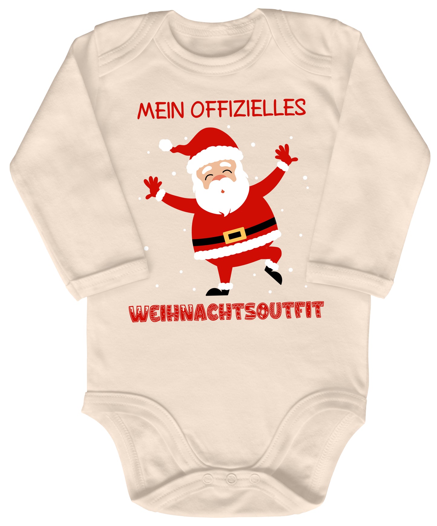 Mein offizielles Weihnachtsoutfit, fröhlicher Weihnachtsmann unter tanzenden Schneeflocken
