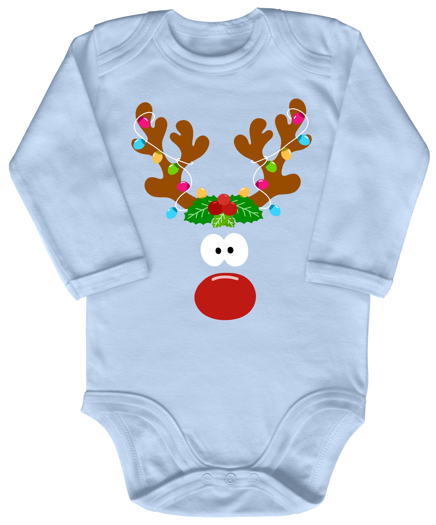 Rentier mit roter Nase und Lichterkette