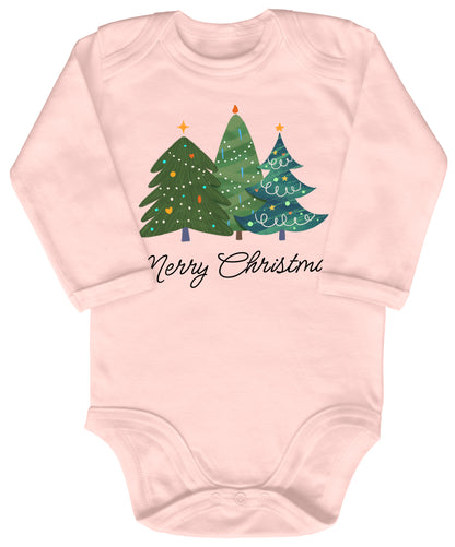 Merry Christmas, geschmückte Tannenbäume