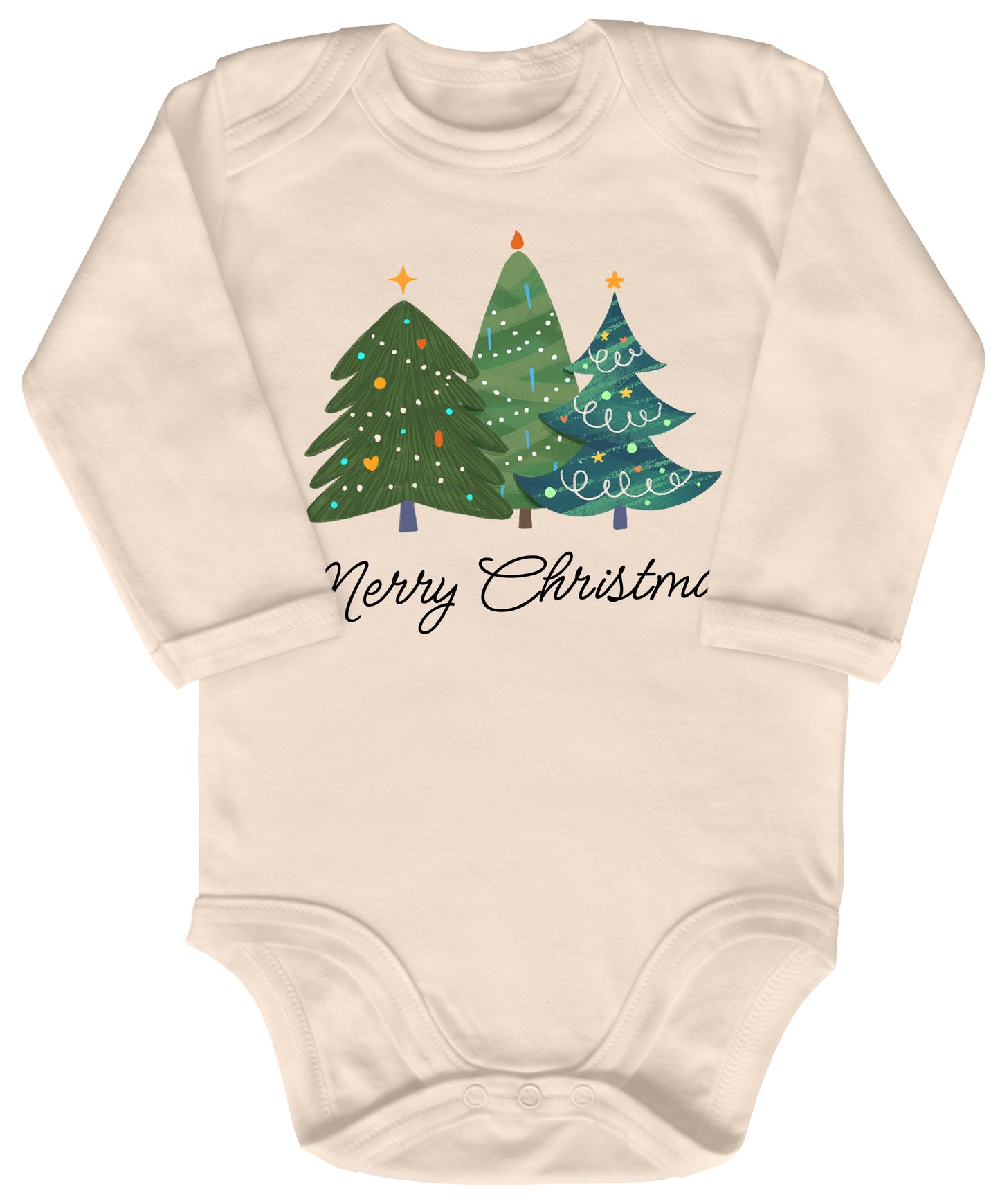 Merry Christmas, geschmückte Tannenbäume