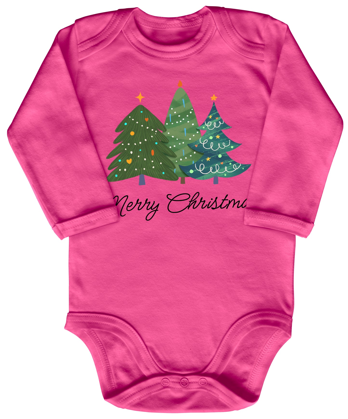 Merry Christmas, geschmückte Tannenbäume