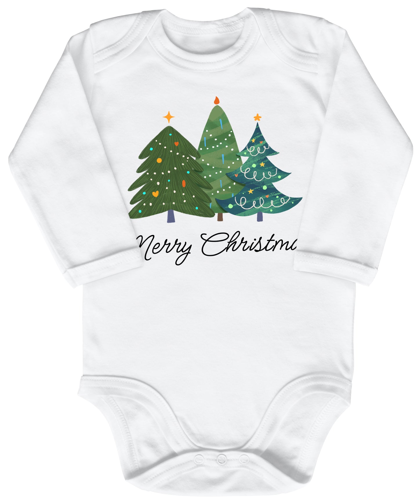 Merry Christmas, geschmückte Tannenbäume