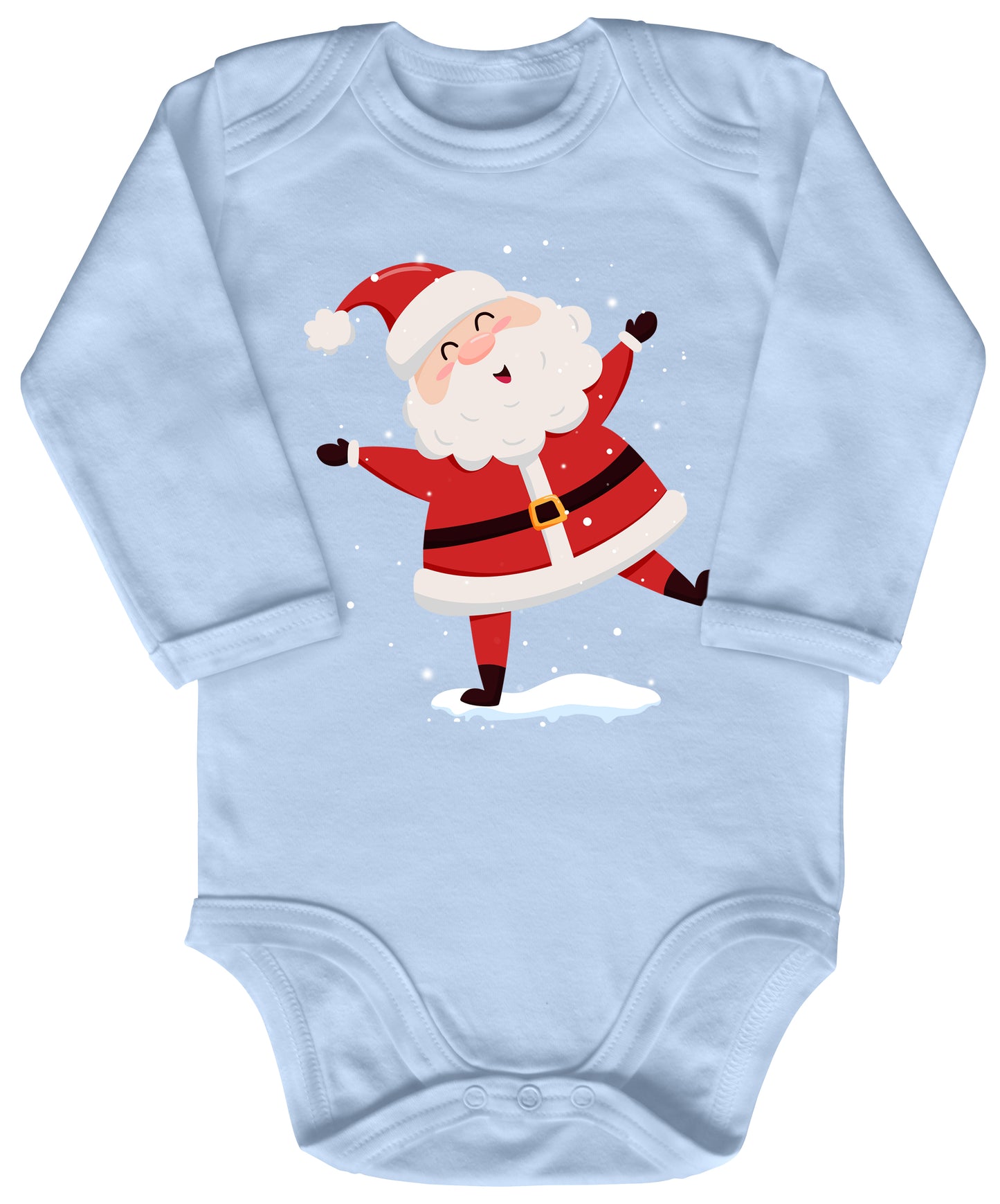 Fröhlicher Weihnachtsmann tanzt im Schnee