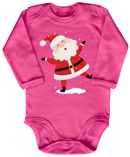 Fröhlicher Weihnachtsmann tanzt im Schnee