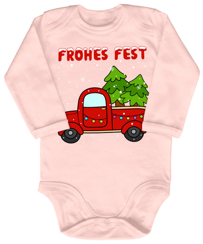 Frohes Fest, Roter Truck bringt die Weihnachtsbäume