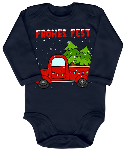 Frohes Fest, Roter Truck bringt die Weihnachtsbäume