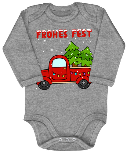 Frohes Fest, Roter Truck bringt die Weihnachtsbäume