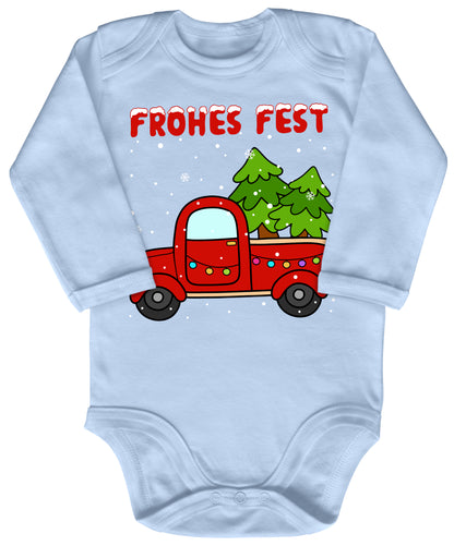 Frohes Fest, Roter Truck bringt die Weihnachtsbäume