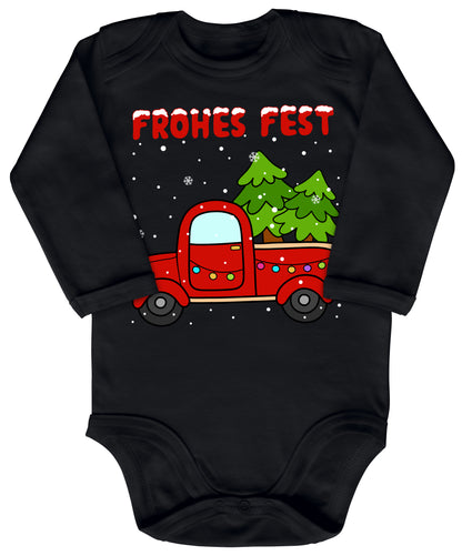 Frohes Fest, Roter Truck bringt die Weihnachtsbäume