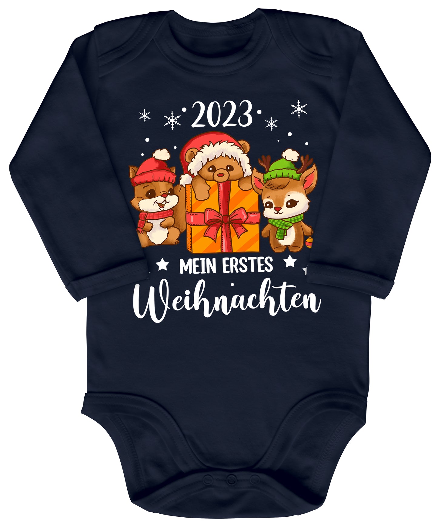Mein erstes Weihnachten 2023, Eichhörnchen, Teddy und Rentier feiern Weihnachten
