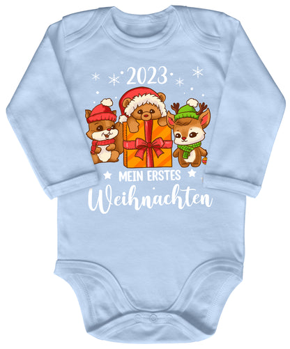 Mein erstes Weihnachten 2023, Eichhörnchen, Teddy und Rentier feiern Weihnachten