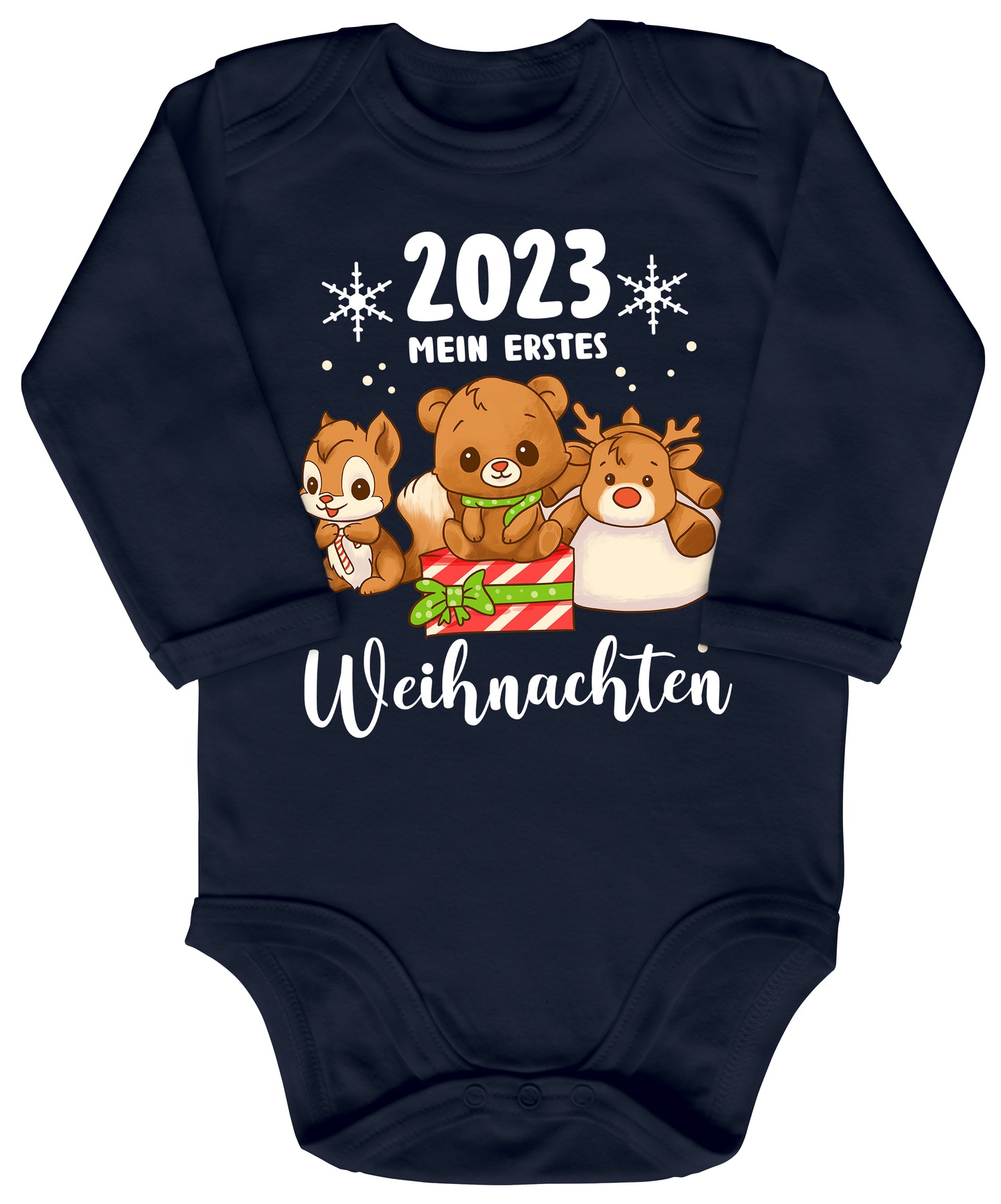 Mein erstes Weihnachten 2023, Rentier, Teddybär und Eichhörnchen feiern Weihnachten