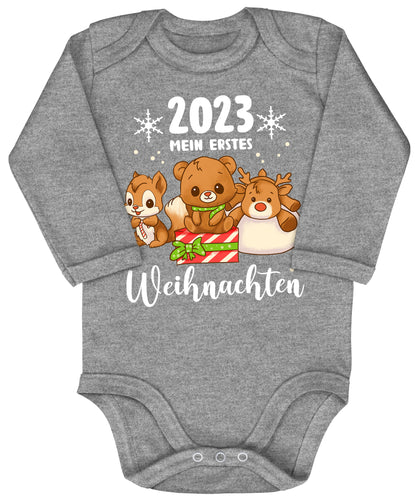 Mein erstes Weihnachten 2023, Rentier, Teddybär und Eichhörnchen feiern Weihnachten