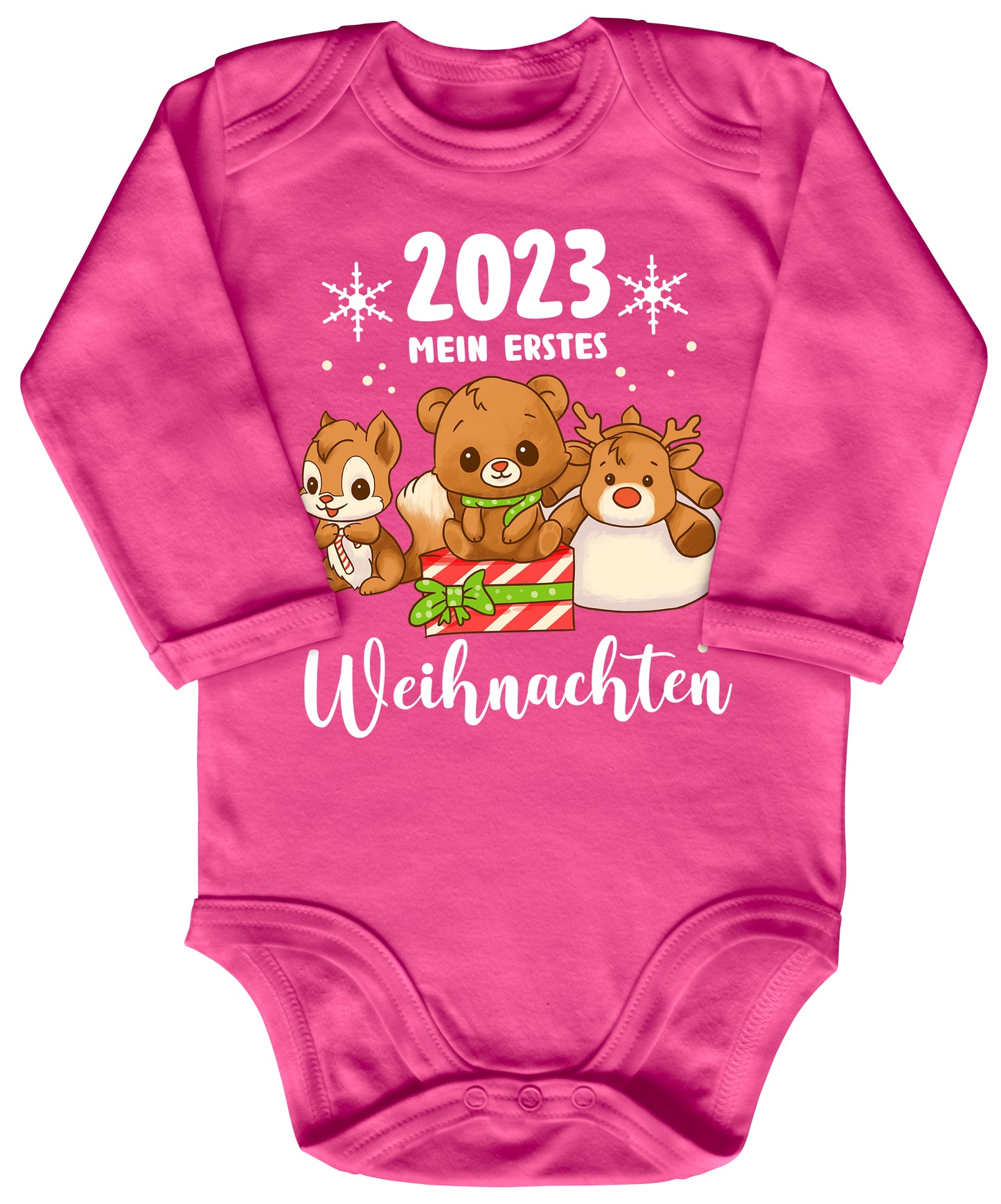 Mein erstes Weihnachten 2023, Rentier, Teddybär und Eichhörnchen feiern Weihnachten