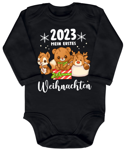 Mein erstes Weihnachten 2023, Rentier, Teddybär und Eichhörnchen feiern Weihnachten